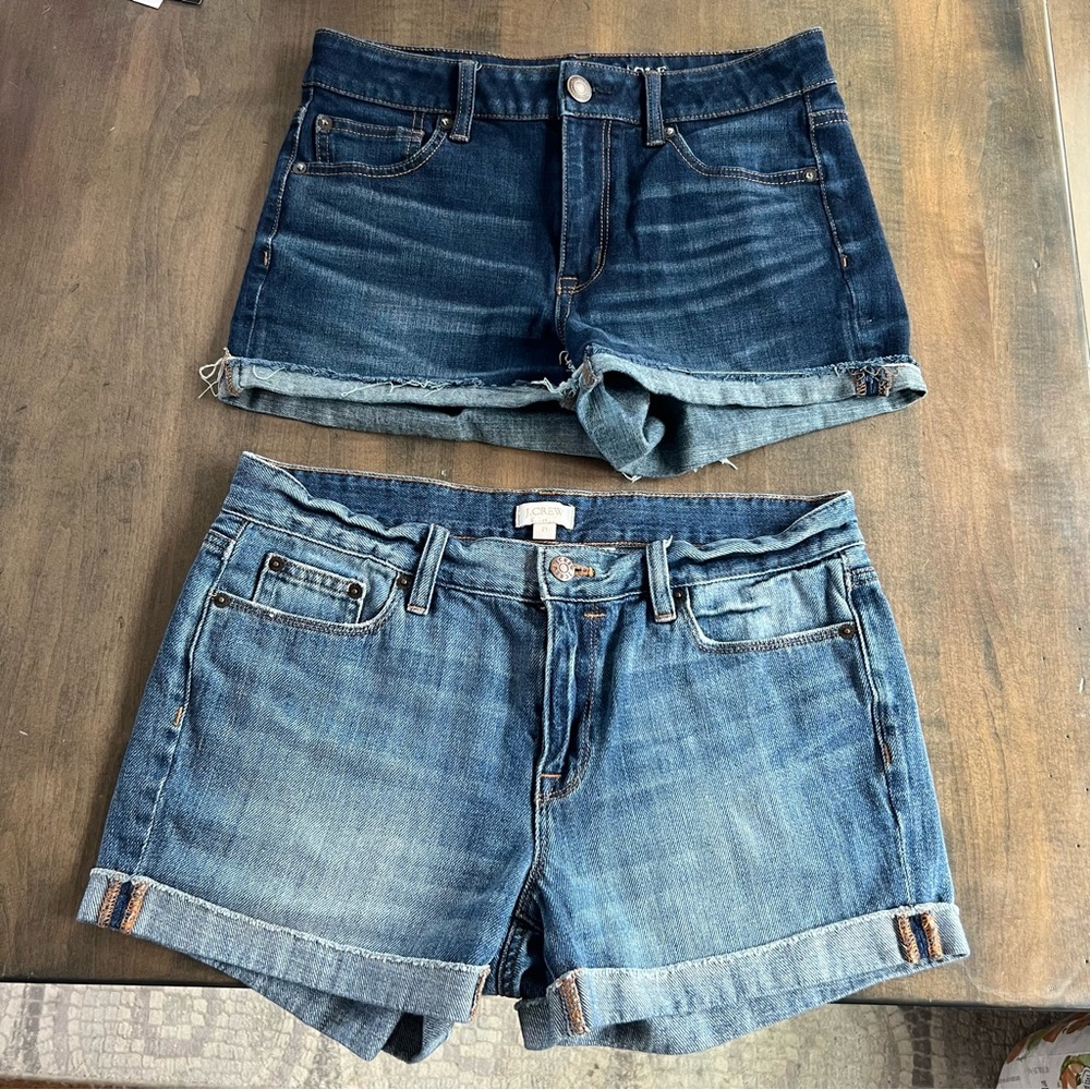Two pairs of denim shorts